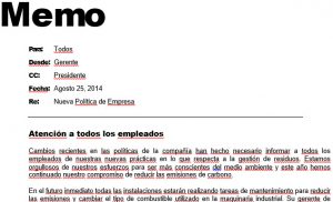 Business Memo in Spanish